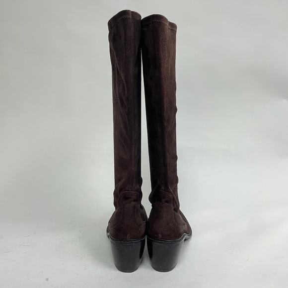 Stuart Weitzman Brown Suede Tall Knee High Heeled Boots Chocolate US 7.5 - Picture 5 of 11